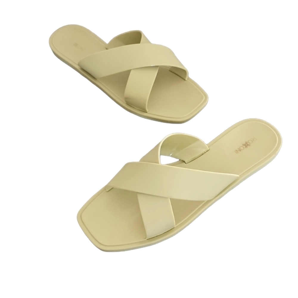 Y2K ROXONI Chartreuse Green Jelly Slides 40 9 Sandals Flexible Water Criss Cross - Picture 14 of 16